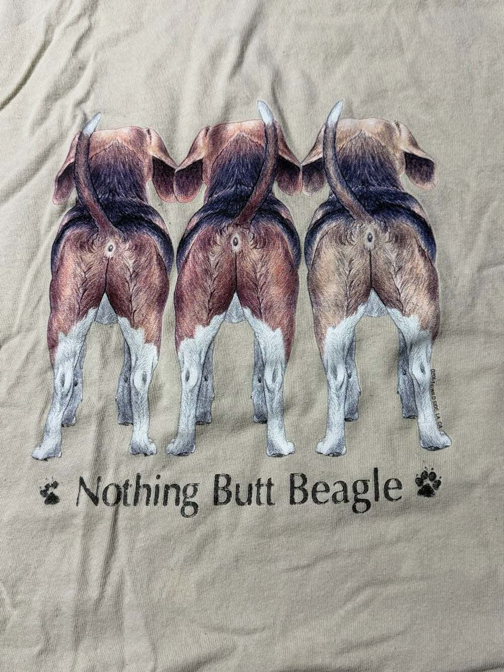 Gildan Nothing Butt Beagle Dog Graphic T-Shirt Tan Size XL